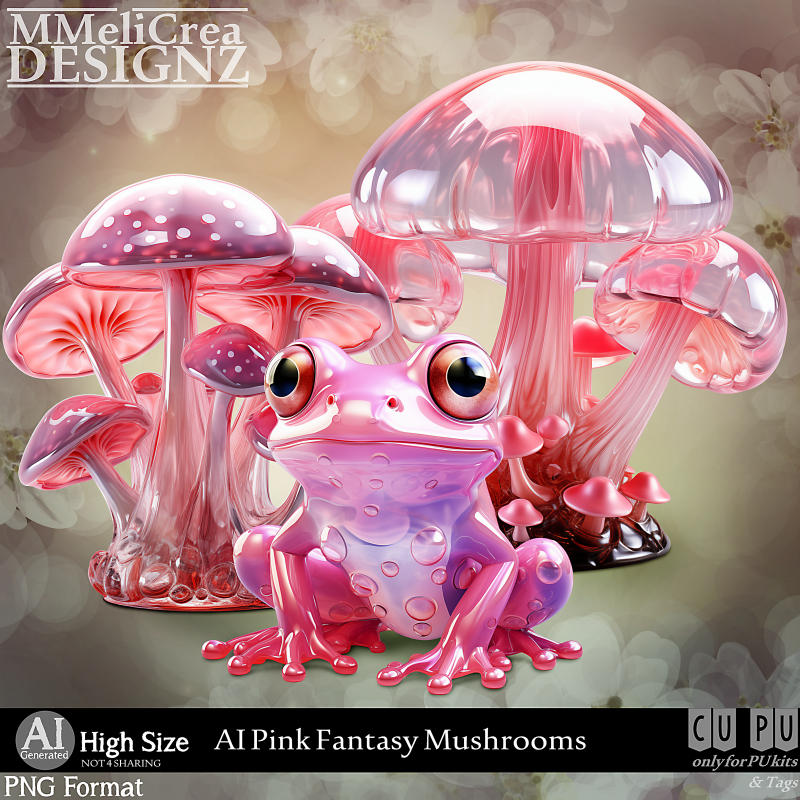 AI - CU Pink Fantasy Mushrooms (CU4PU/PNG) (image for) AI - CU Pink Fantasy Mushrooms (CU4PU/PNG)